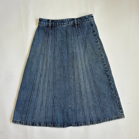 Vintage Denim Jean A Line Midi Skirt Women’s Size M High Waist Modest 90s Y2K - Picture 1 of 10
